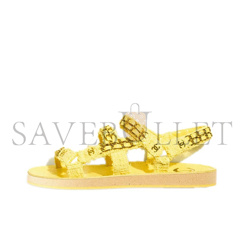 CHANEL SANDALS COTTON TWEED YELLOW G33800 X56550 0N550